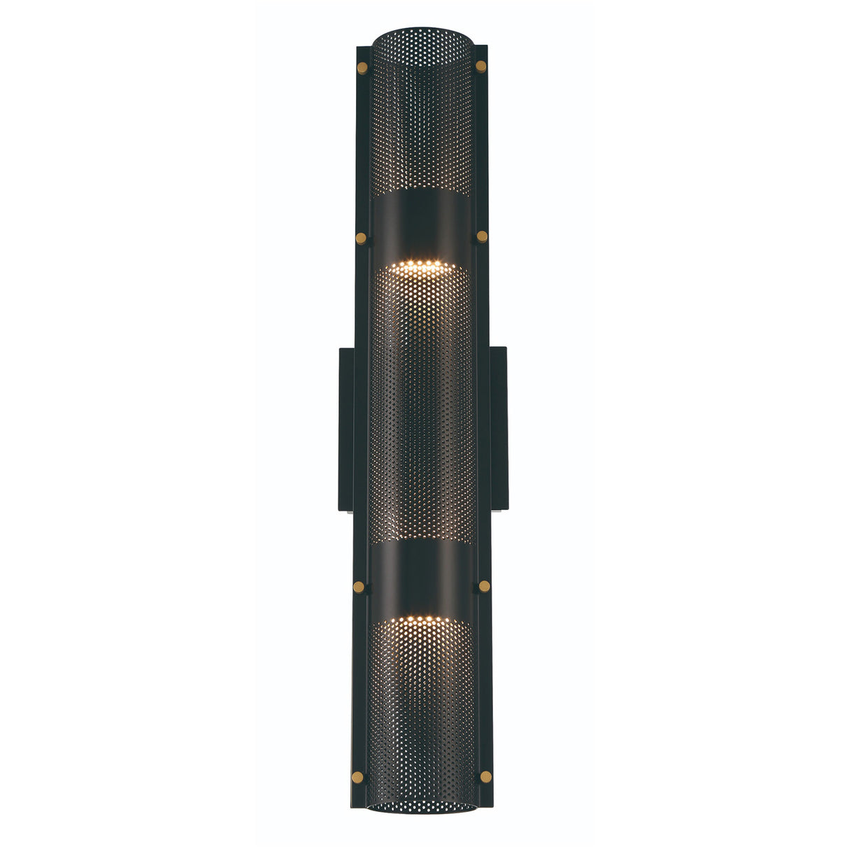 Quin LED Outdoor Wall Light 23", Black with Gold Accents