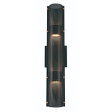 Quin LED Outdoor Wall Light 23", Black with Gold Accents