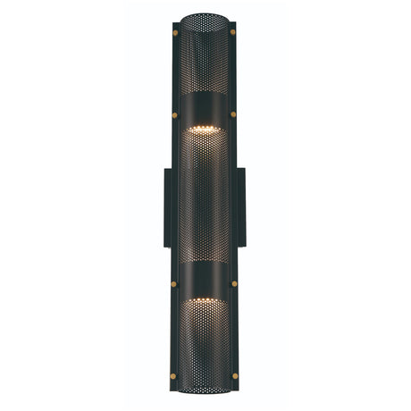 Quin LED Outdoor Wall Light 23", Black with Gold Accents