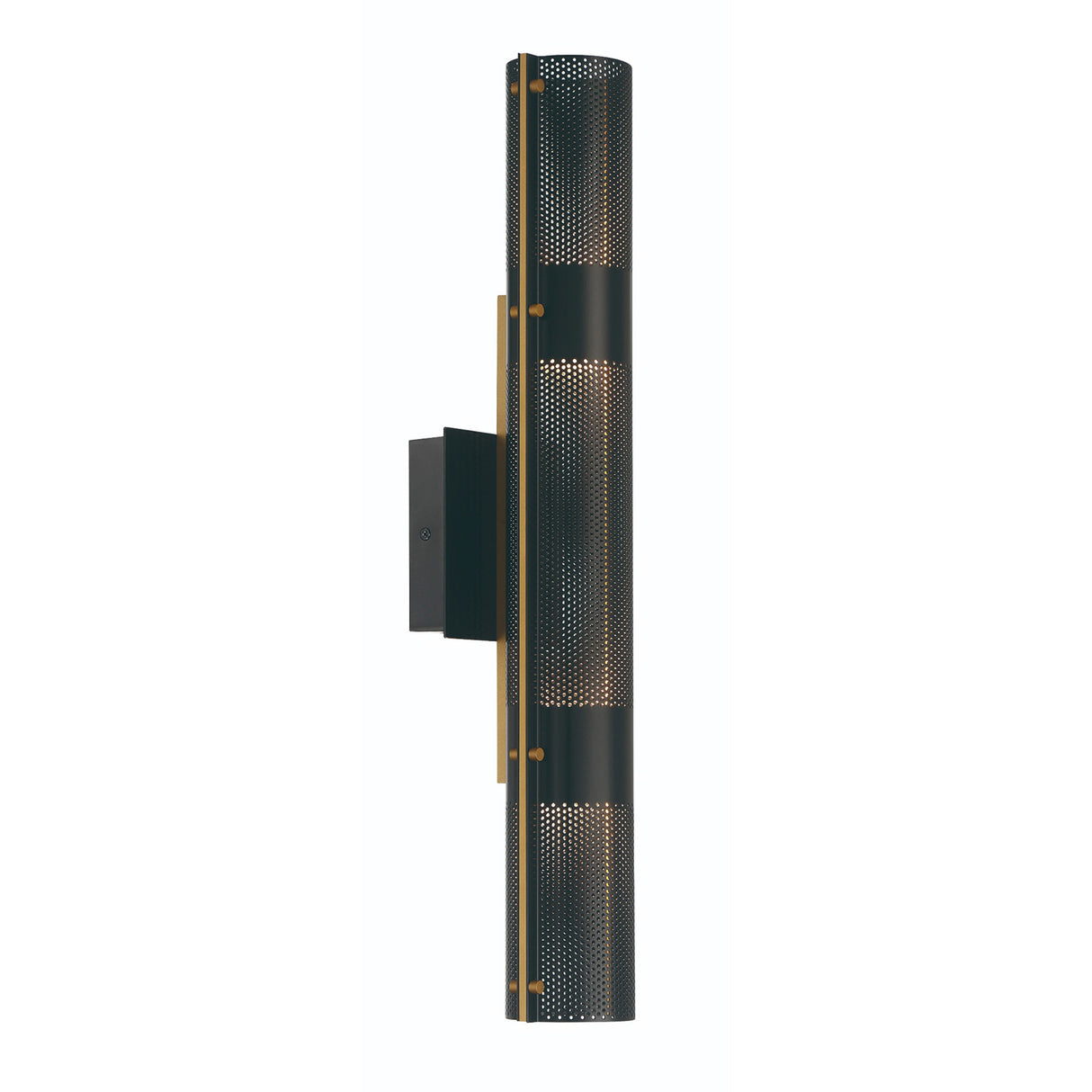 Quin LED Outdoor Wall Light 23", Black with Gold Accents