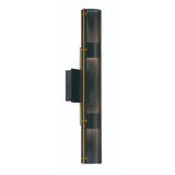 Quin LED Outdoor Wall Light 23", Black with Gold Accents