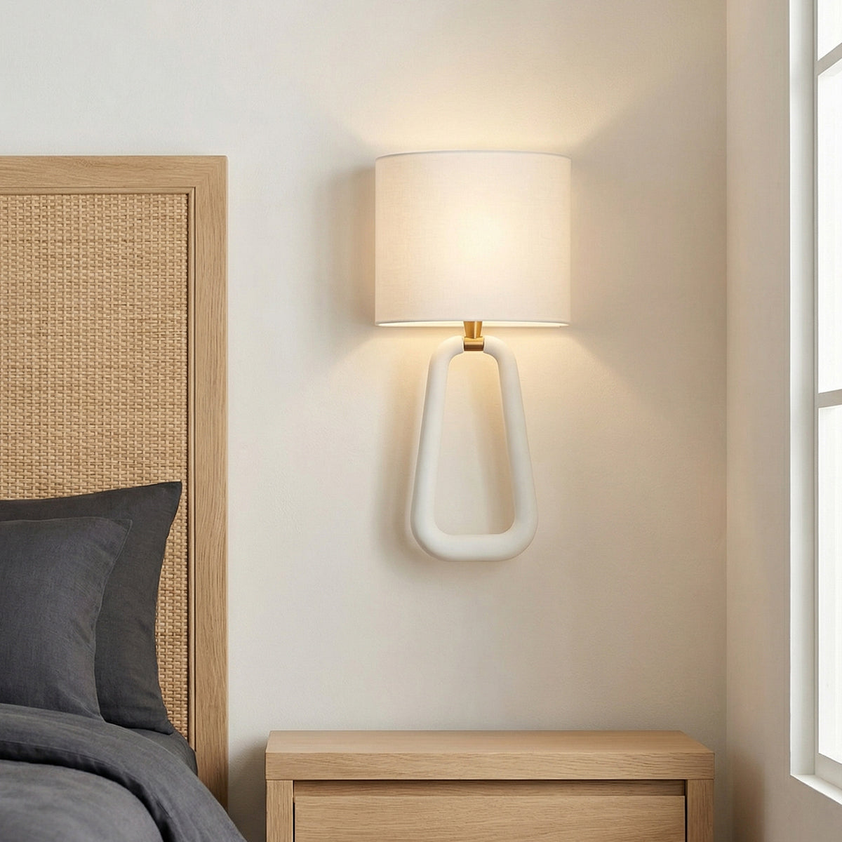 Boden Wall Sconce 20, Matte White and Brass for Modern home with White Walls