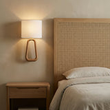 Boden Wall Sconce 20", Natural Wood and Brass for Modern home with Beige walls