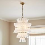 Brielle 13 Light Chandelier 22", White Art Glass with Aged Brass
