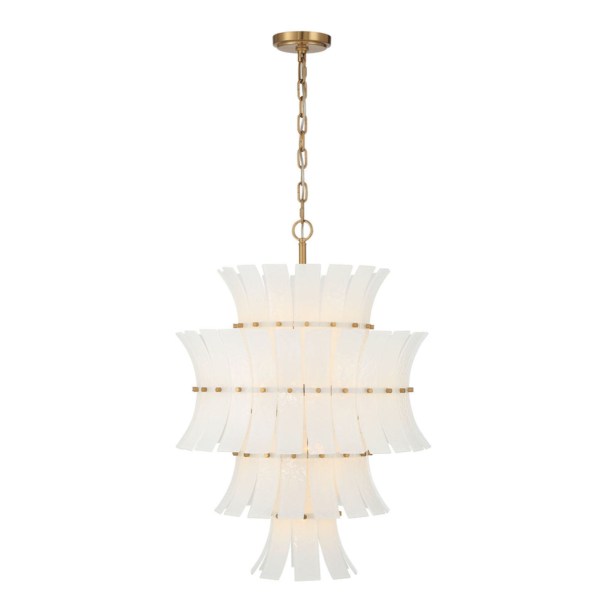 Brielle 13 Light Chandelier 22", White Art Glass with Aged Brass