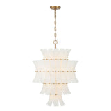 Brielle 13 Light Chandelier 22", White Art Glass with Aged Brass