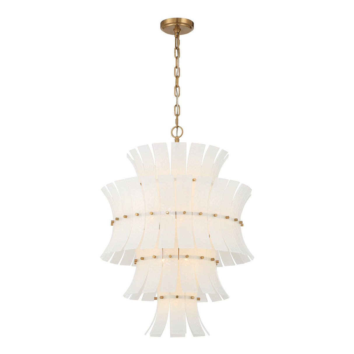 Brielle 13 Light Chandelier 22", White Art Glass with Aged Brass
