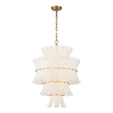 Brielle 13 Light Chandelier 22", White Art Glass with Aged Brass