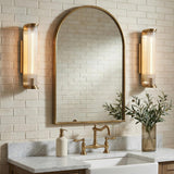 Cedar Wall Sconce 17", Aged Brass and Clear Ribbed Glass