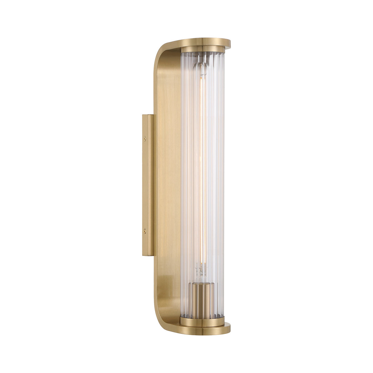Cedar Wall Sconce 17", Aged Brass and Clear Ribbed Glass