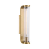 Cedar Wall Sconce 17", Aged Brass and Clear Ribbed Glass