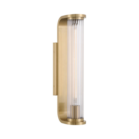 Cedar Wall Sconce 17", Aged Brass and Clear Ribbed Glass