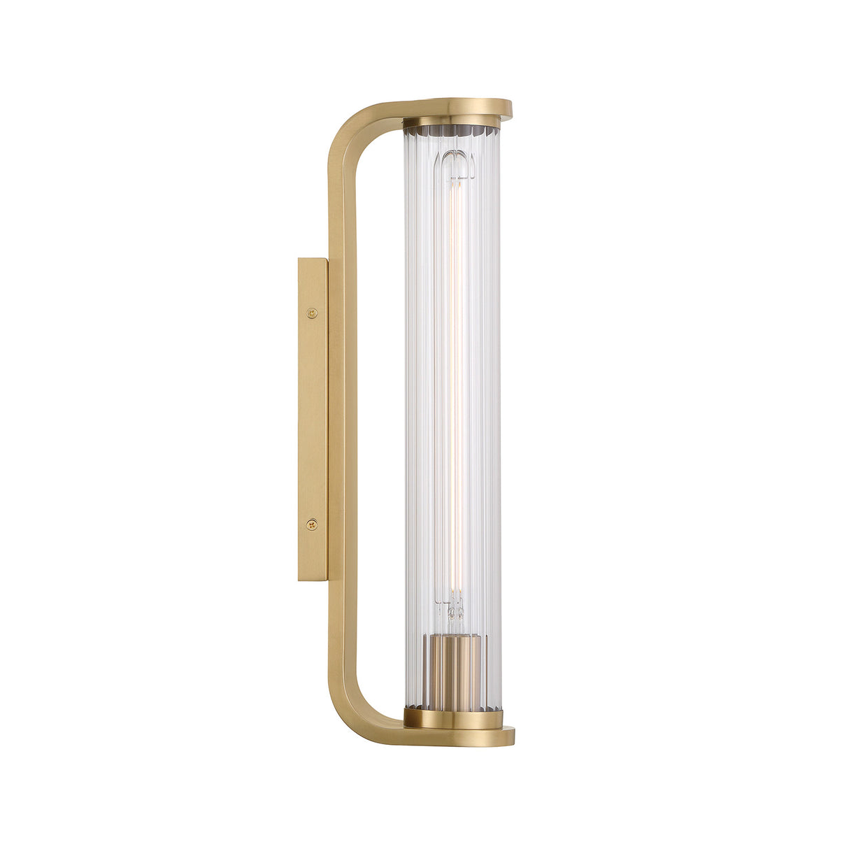 Cedar Wall Sconce 17", Aged Brass and Clear Ribbed Glass