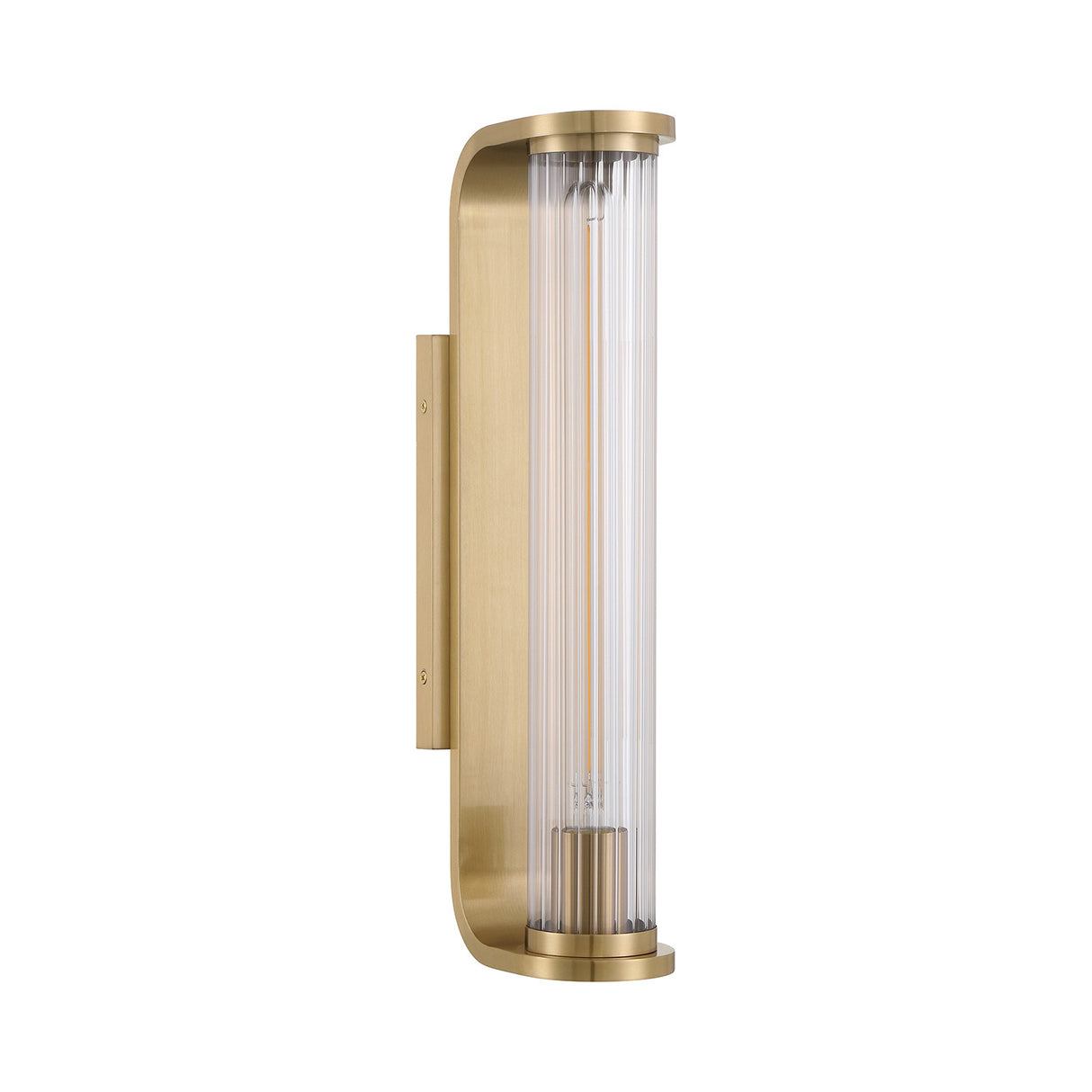 Cedar Wall Sconce 17", Aged Brass and Clear Ribbed Glass