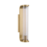 Cedar Wall Sconce 17", Aged Brass and Clear Ribbed Glass