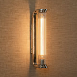 Cedar Wall Sconce 17, Polished Nickel and Clear Ribbed Glass for Modern home with Beige Textured Wallpaper