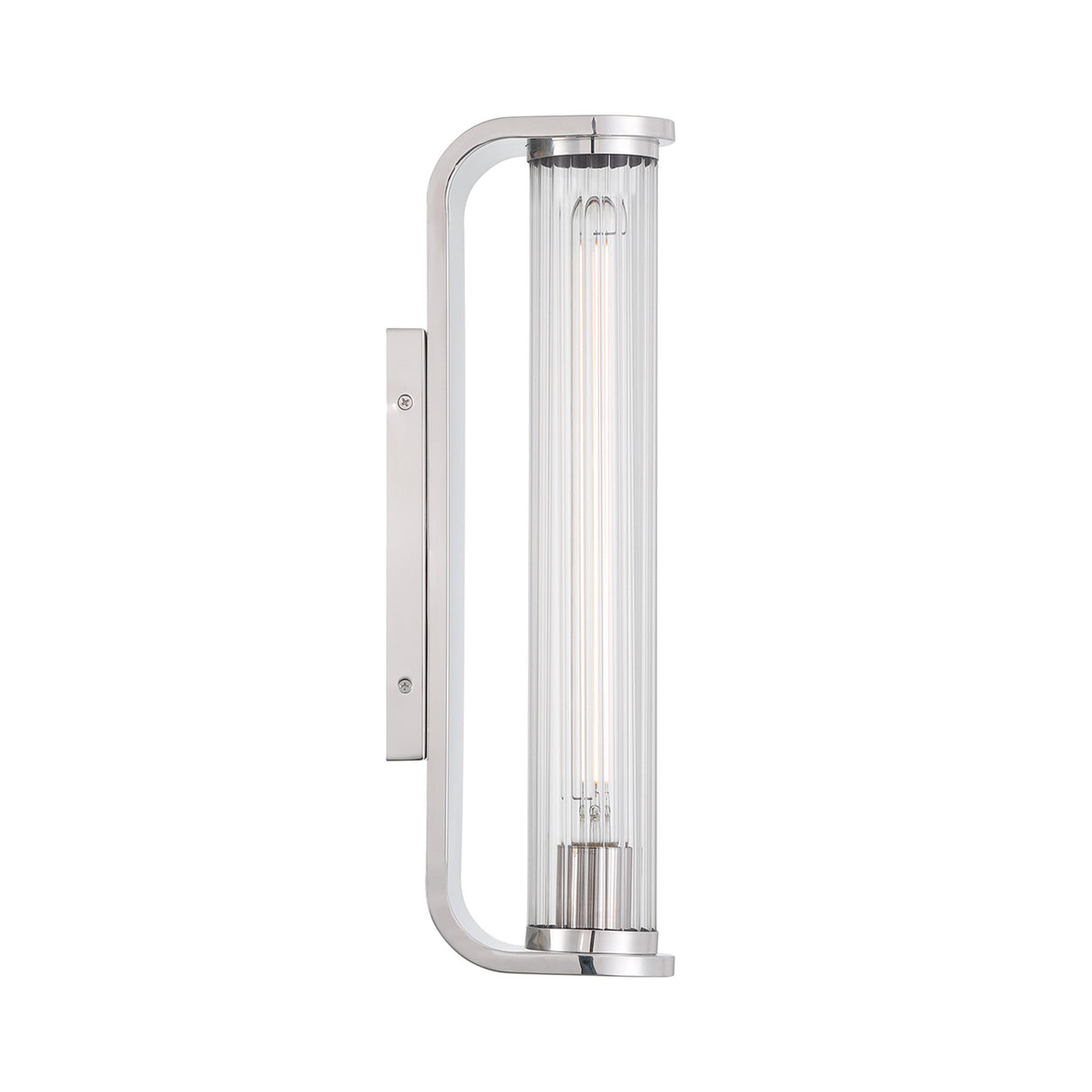 Cedar Wall Sconce 17", Polished Nickel and Clear Ribbed Glass