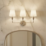 Ayla 3 Light Vanity, Antique Silver for Transitional home with White Marble
