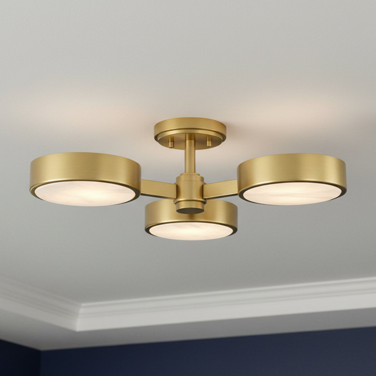 Finn 3 Light Semi-Flush 23" for Modern home with White Ceiling
