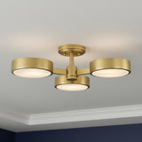 Finn 3 Light Semi-Flush 23", Brass and Alabaster