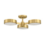 Finn 3 Light Semi-Flush 23", Brass and Alabaster