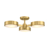 Finn 3 Light Semi-Flush 23", Brass and Alabaster