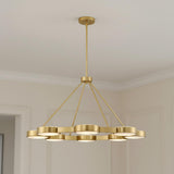 Finn 8 Light Chandelier 39", Brass and Alabaster
