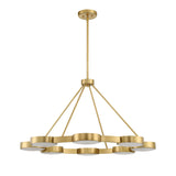 Finn 8 Light Chandelier 39", Brass and Alabaster