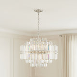 Maxwell 12 Light Chandelier 22", Crystal with Polished Nickel for Modern home with White Walls