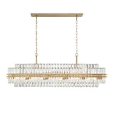 Maxwell 16 Light Linear Chandelier 50", Crystal with Aged Brass