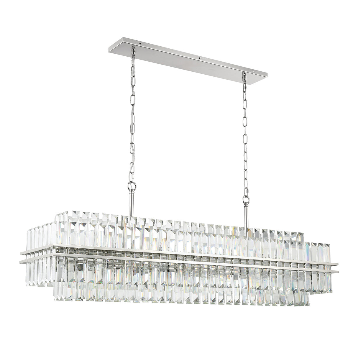 Maxwell 16 Light Linear Chandelier 50", Crystal with Polished Nickel