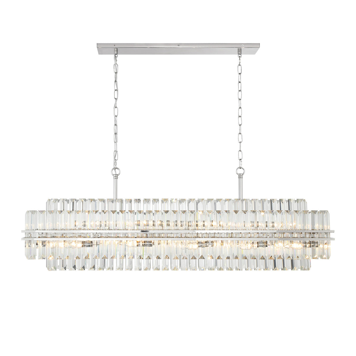 Maxwell 16 Light Linear Chandelier 50", Crystal with Polished Nickel