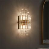 Maxwell Medium Wall Sconce 14", Crystal with Aged Brass