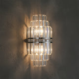 Maxwell Wall Sconce 14" Crystal with Polished Nickel for Modern home with Dark Gray Textured Wall