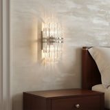 Maxwell Wall Sconce 14" Crystal with Polished Nickel for Contemporary home with Beige Textured Walls