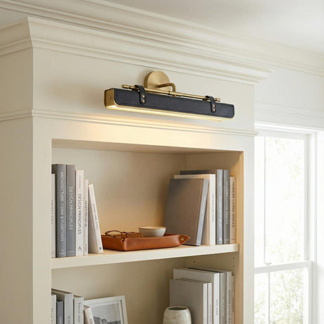 Jarrett LED Wall Light 20", Aged Brass and Tuxedo Leather