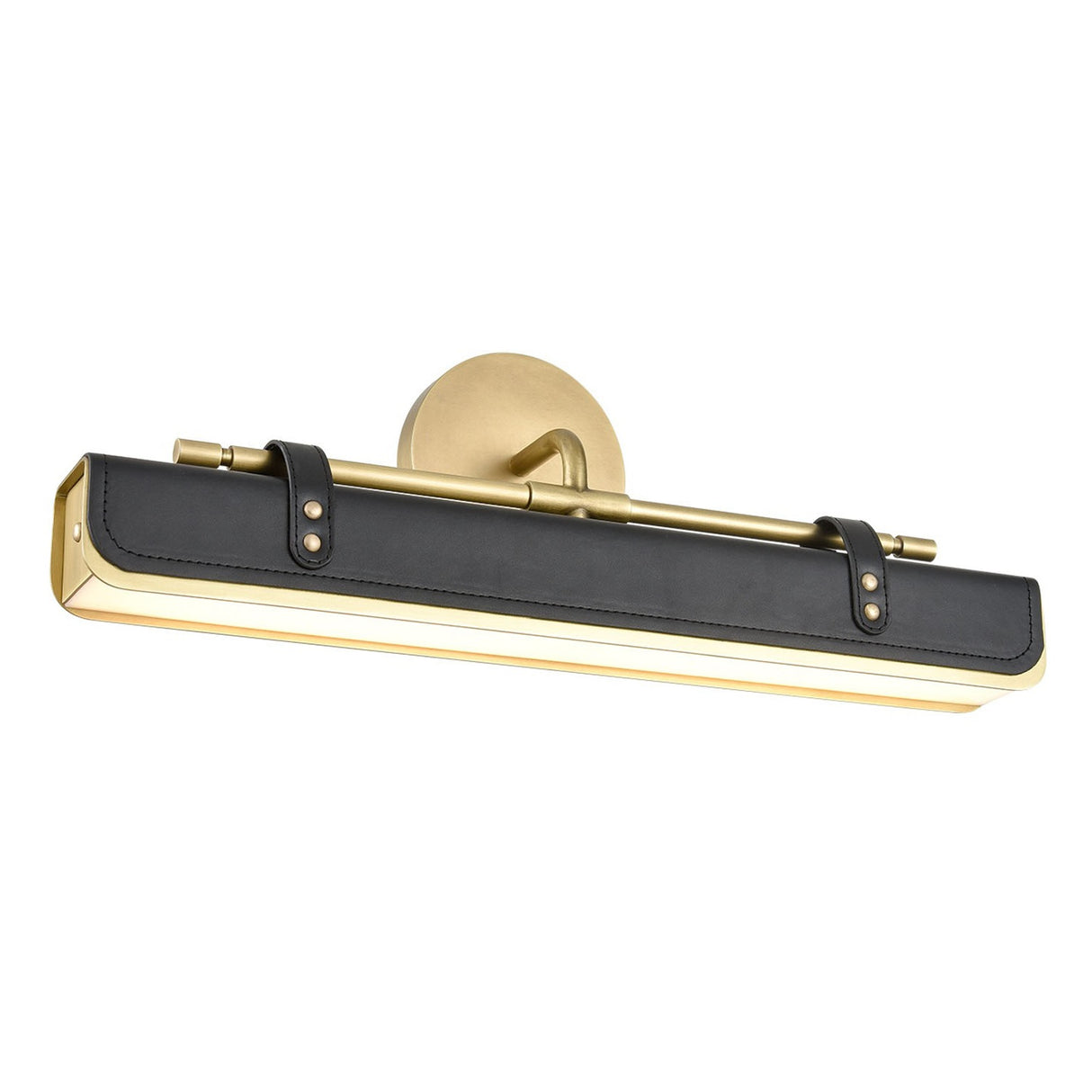 Jarrett LED Wall Light 20", Aged Brass and Tuxedo Leather