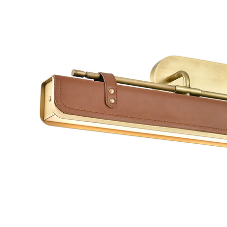 Jarrett LED Wall Light 32", Aged Brass and Cognac Leather