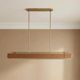 Jarrett LED Linear Pendant 60", Aged Brass and Cognac Leather