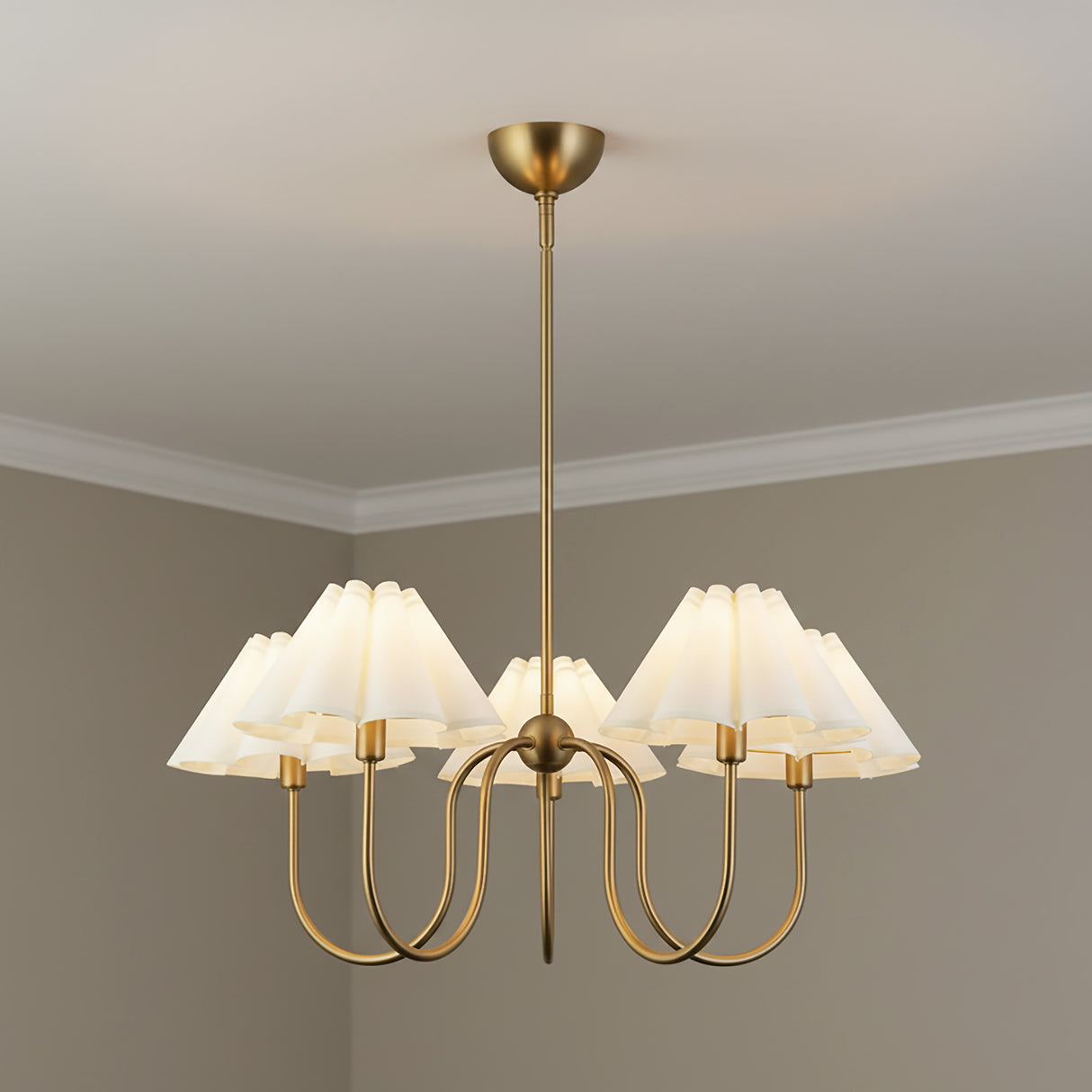 Rory 5 Light Chandelier 31", Brushed Brass for Contemporary home with Beige walls