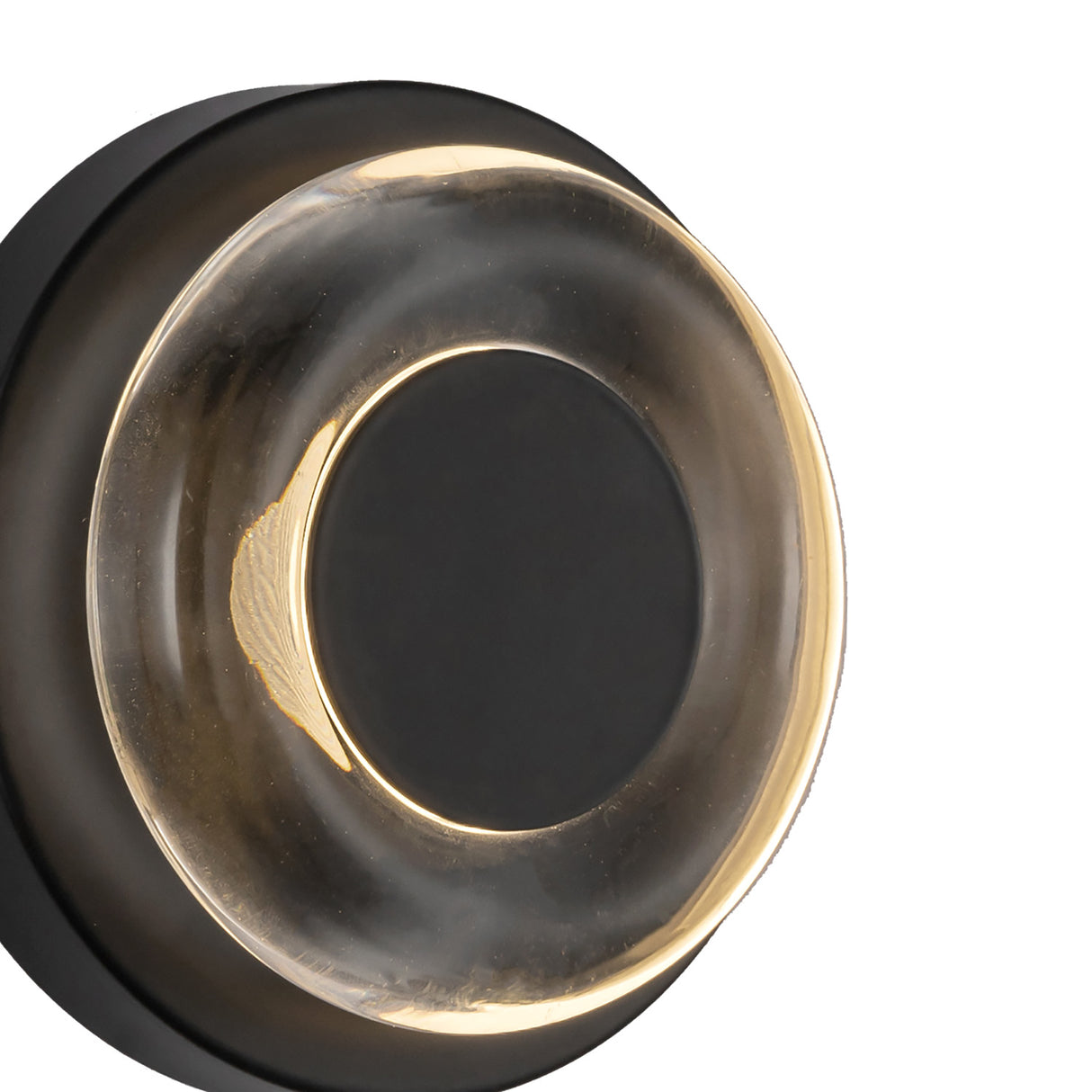 Cam LED Wall Sconce 5", Black and Clear Glass