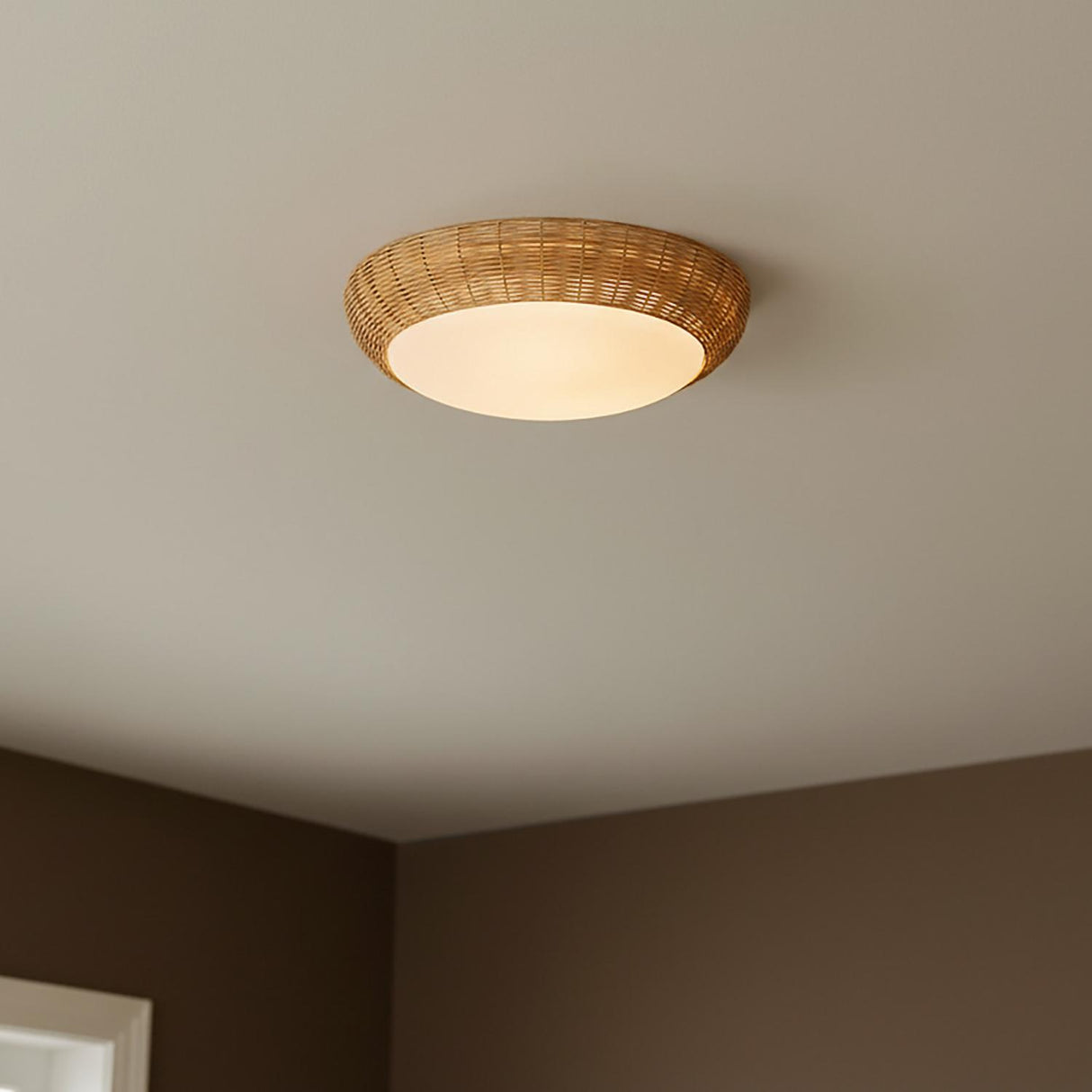 Miramar Flush Mount 17" for Modern home with Warm Beige Siding