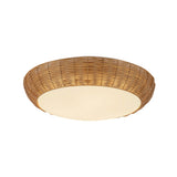Miramar Flush Mount 17", Rattan and Opal Glass