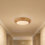 Miramar Large Flush Mount 21", Rattan and Opal Glass