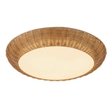 Miramar Flush Mount 21", Rattan and Opal Glass