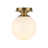 Amos Semi-Flush 8", Brushed Brass with Milk Glass