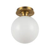 Amos Semi-Flush 8", Brushed Brass with Milk Glass