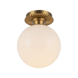 Amos Semi-Flush 8", Brushed Brass with Milk Glass