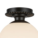 Amos Semi-Flush 8", Matte Black with Milk Glass