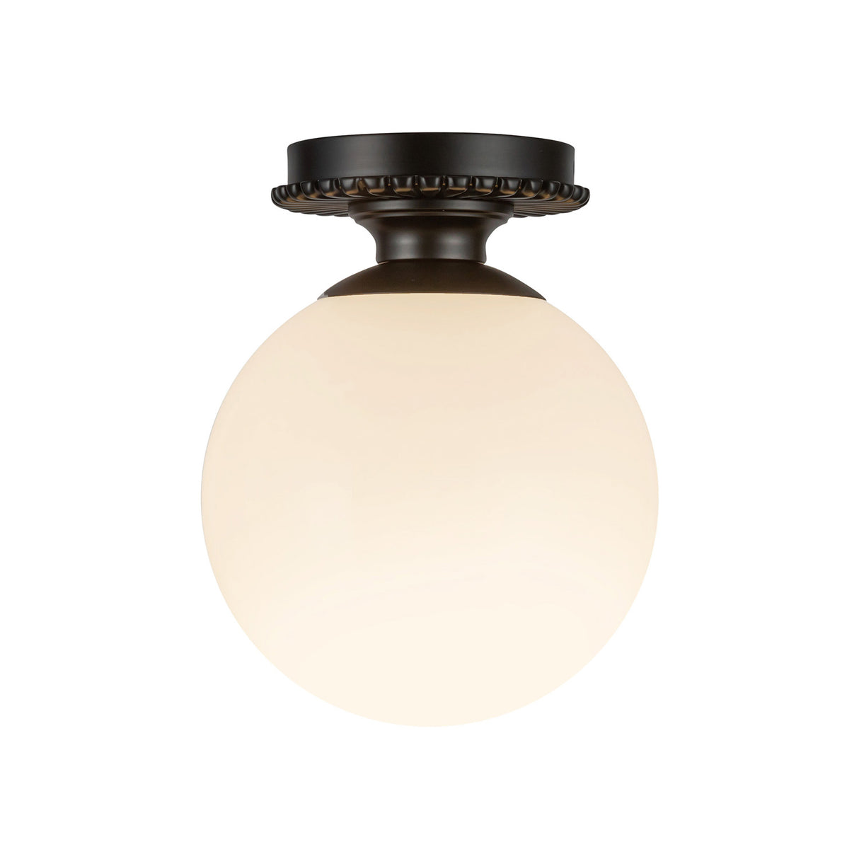 Amos Semi-Flush 8", Matte Black with Milk Glass